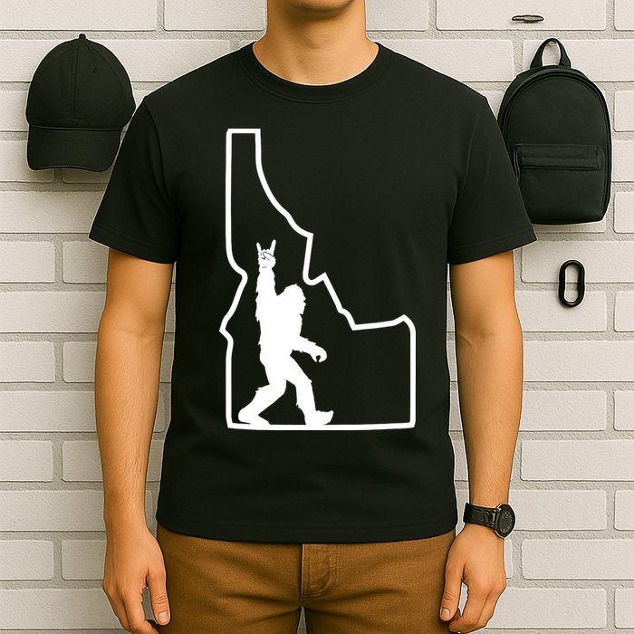 Bigfoot Rock And Roll Silhouette State Of Idaho Sasquatch T-Shirt