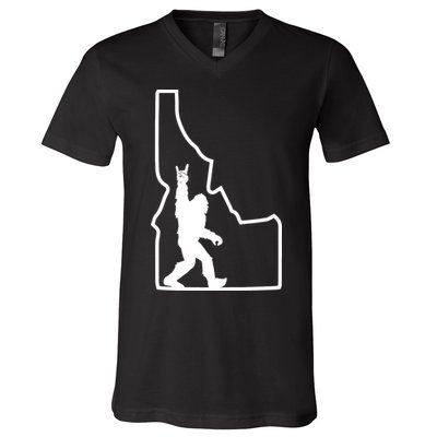 Bigfoot Rock And Roll Silhouette State Of Idaho Sasquatch V-Neck T-Shirt