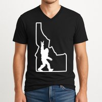Bigfoot Rock And Roll Silhouette State Of Idaho Sasquatch V-Neck T-Shirt