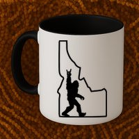 Bigfoot Rock And Roll Silhouette State Of Idaho Sasquatch Mug