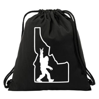 Bigfoot Rock And Roll Silhouette State Of Idaho Sasquatch Drawstring Bag