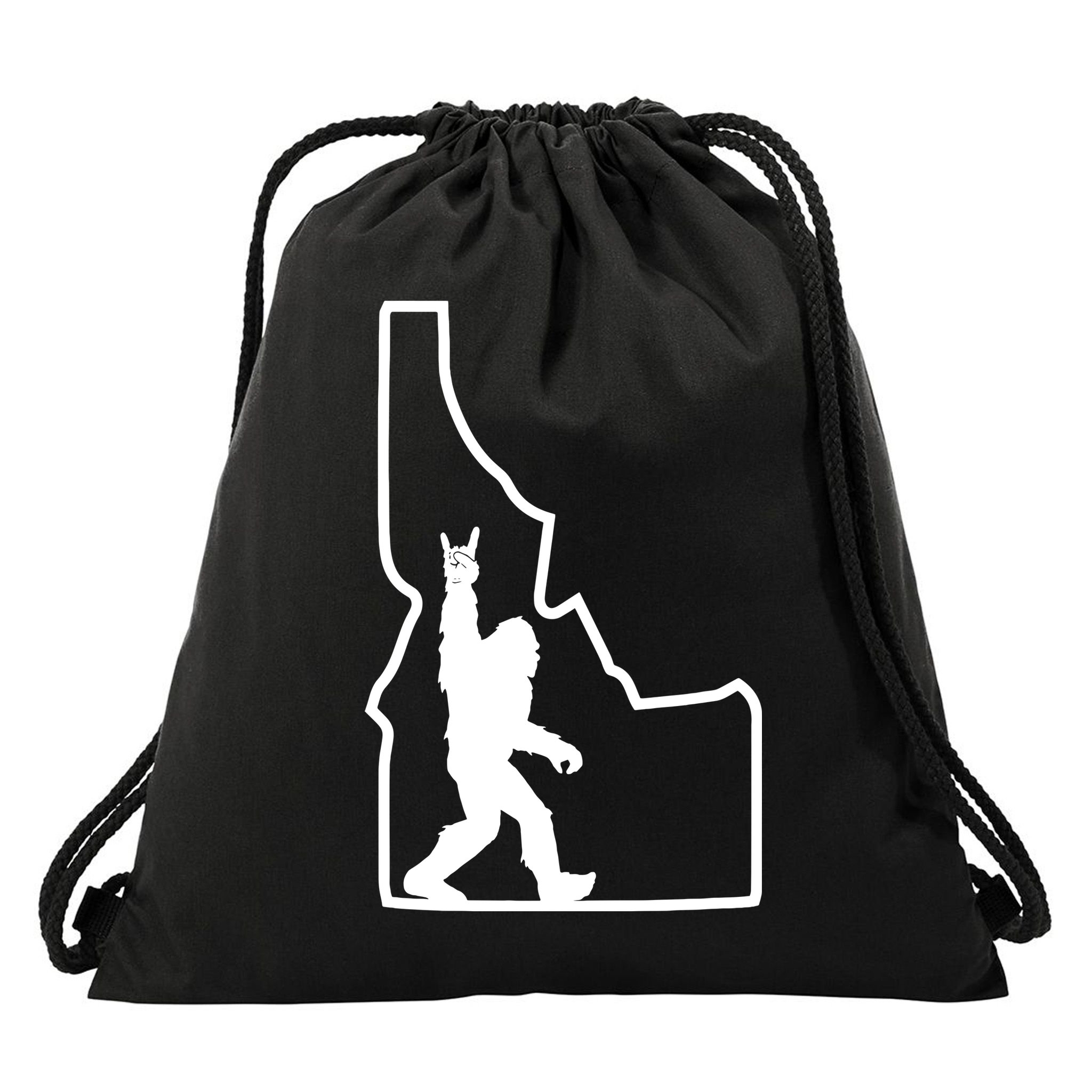 Bigfoot Rock And Roll Silhouette State Of Idaho Sasquatch Drawstring Bag