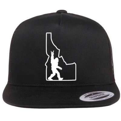 Bigfoot Rock And Roll Silhouette State Of Idaho Sasquatch Flat Bill Trucker Hat