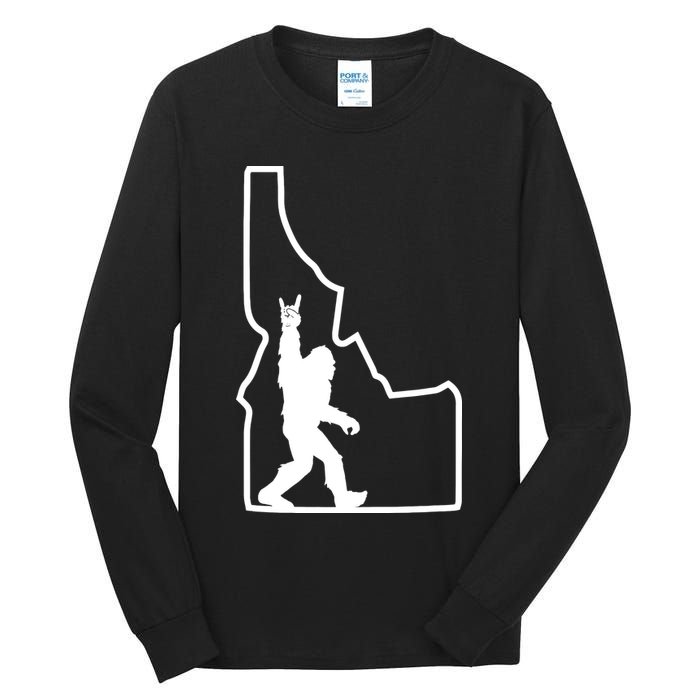Bigfoot Rock And Roll Silhouette State Of Idaho Sasquatch Tall Long Sleeve T-Shirt