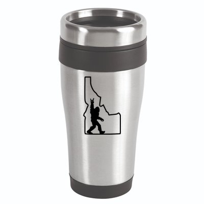 Bigfoot Rock And Roll Silhouette State Of Idaho Sasquatch 16oz Travel Tumbler