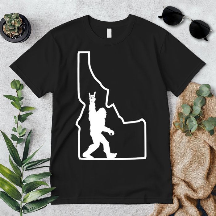 Bigfoot Rock And Roll Silhouette State Of Idaho Sasquatch Premium T-Shirt