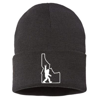 Bigfoot Rock And Roll Silhouette State Of Idaho Sasquatch Sustainable Knit Beanie