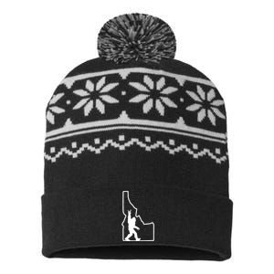 Bigfoot Rock And Roll Silhouette State Of Idaho Sasquatch USA-Made Snowflake Beanie