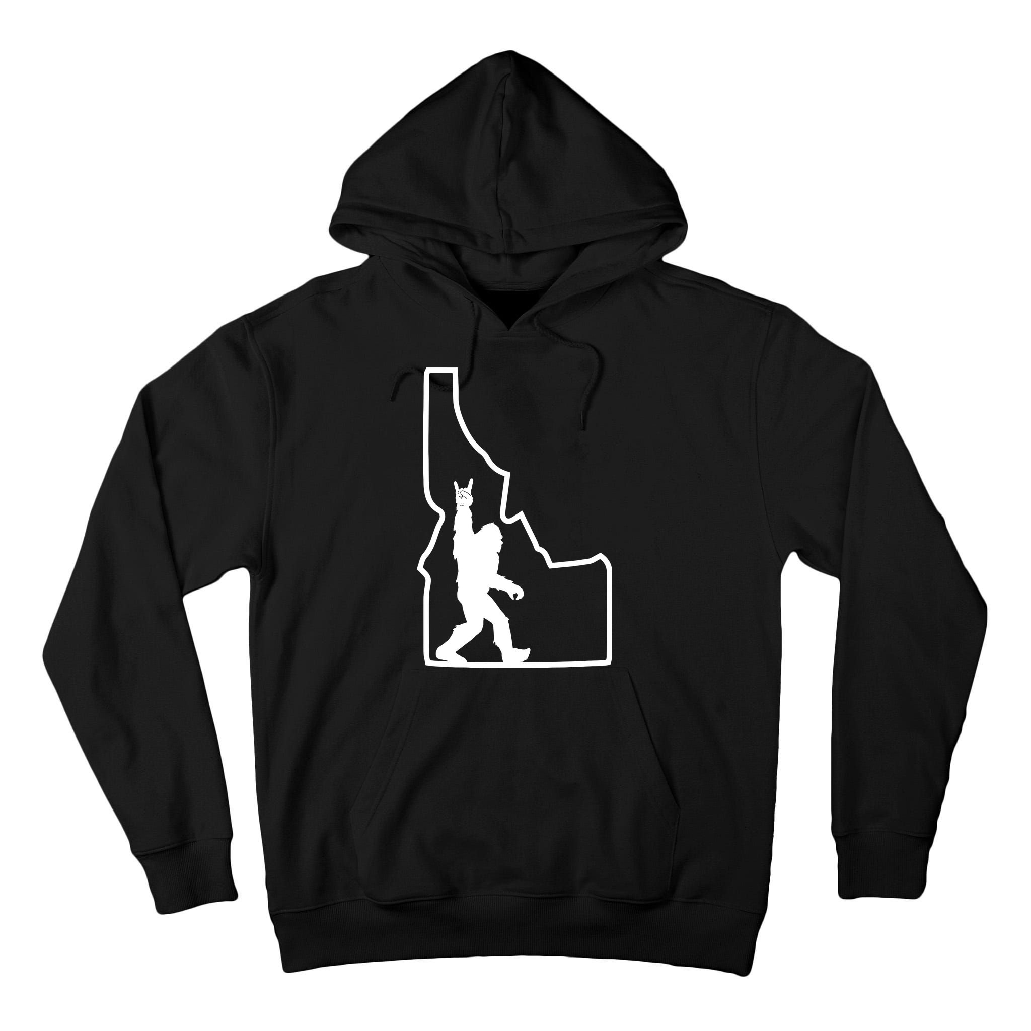 Bigfoot Rock And Roll Silhouette State Of Idaho Sasquatch Tall Hoodie