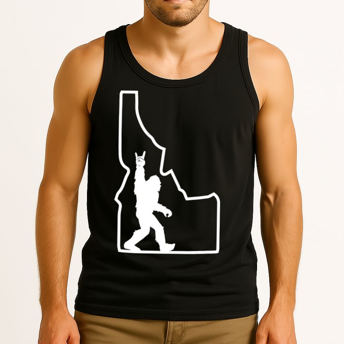 Bigfoot Rock And Roll Silhouette State Of Idaho Sasquatch Tank Top