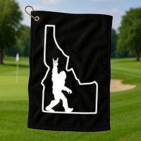 Bigfoot Rock And Roll Silhouette State Of Idaho Sasquatch Golf Towel