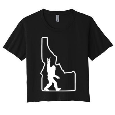 Bigfoot Rock And Roll Silhouette State Of Idaho Sasquatch Crop Top