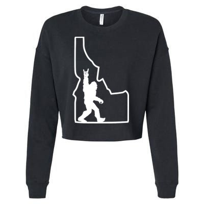 Bigfoot Rock And Roll Silhouette State Of Idaho Sasquatch Cropped Pullover Crew