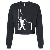 Bigfoot Rock And Roll Silhouette State Of Idaho Sasquatch Cropped Pullover Crew