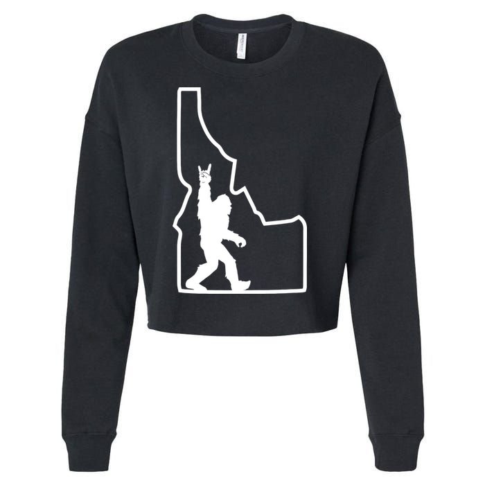 Bigfoot Rock And Roll Silhouette State Of Idaho Sasquatch Cropped Pullover Crew