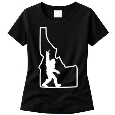 Bigfoot Rock And Roll Silhouette State Of Idaho Sasquatch Womens T-Shirt