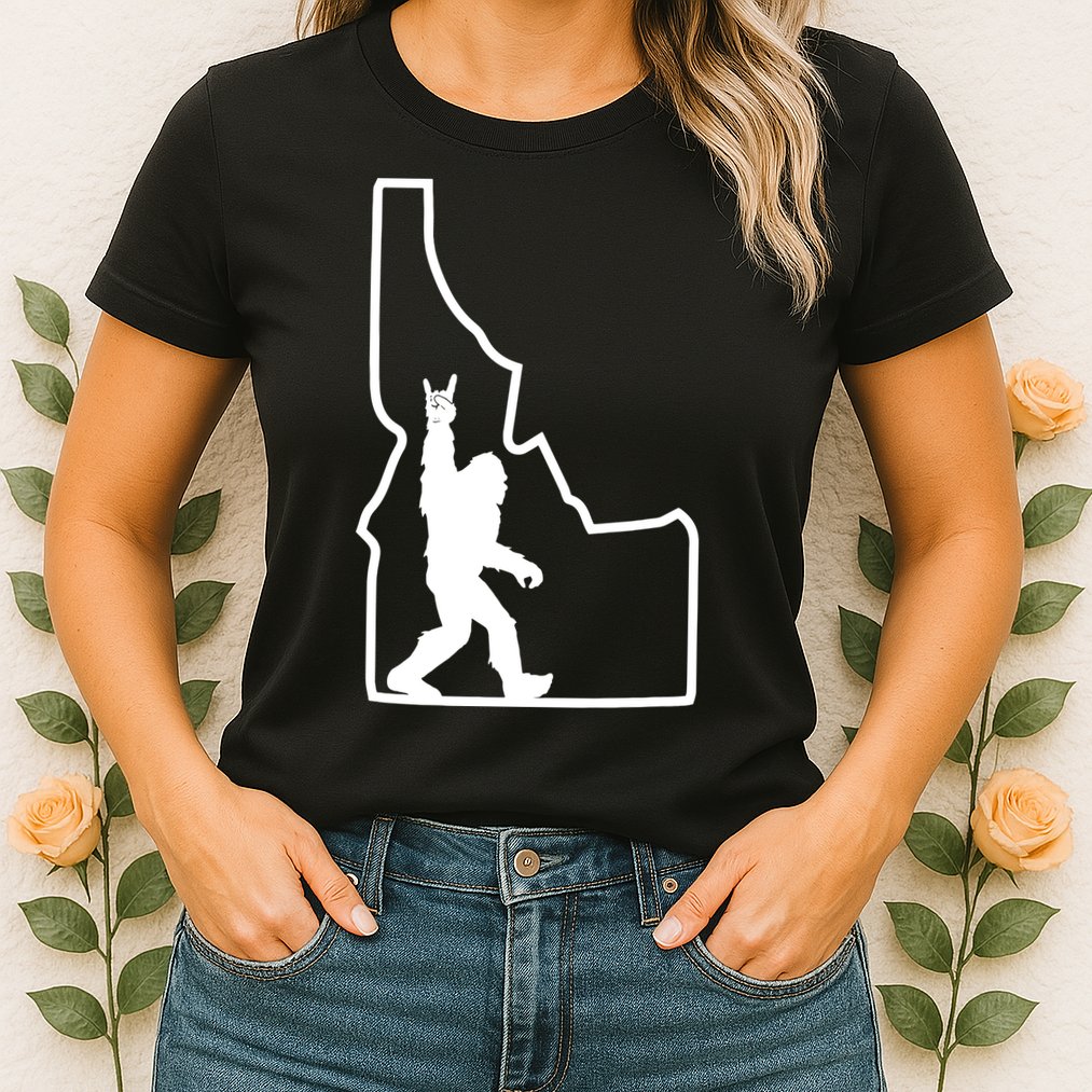 Bigfoot Rock And Roll Silhouette State Of Idaho Sasquatch Womens T-Shirt