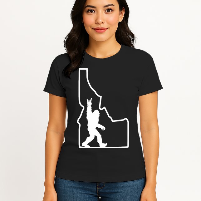 Bigfoot Rock And Roll Silhouette State Of Idaho Sasquatch Womens T-Shirt
