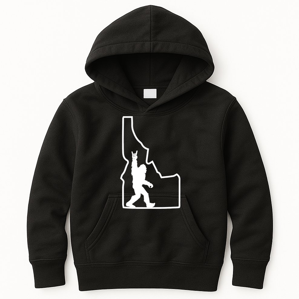 Bigfoot Rock And Roll Silhouette State Of Idaho Sasquatch Kids Hoodie
