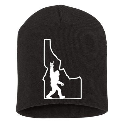 Bigfoot Rock And Roll Silhouette State Of Idaho Sasquatch Short Acrylic Beanie