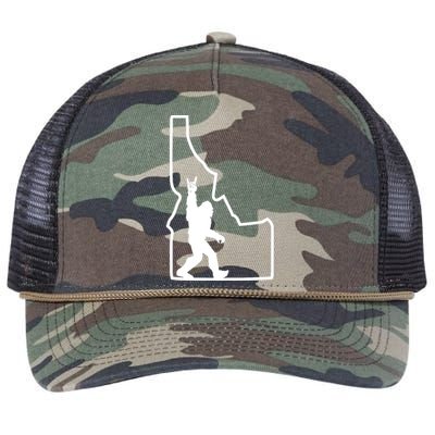 Bigfoot Rock And Roll Silhouette State Of Idaho Sasquatch Retro Rope Trucker Hat Cap