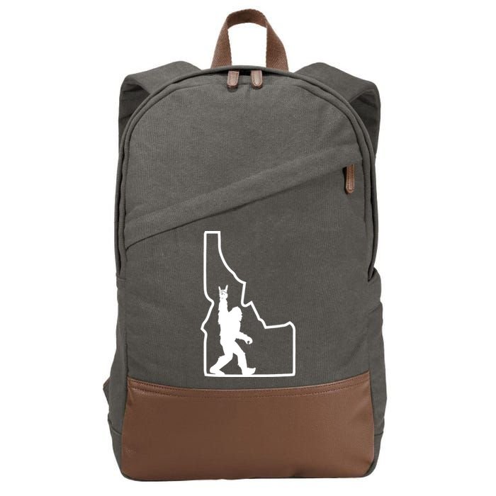 Bigfoot Rock And Roll Silhouette State Of Idaho Sasquatch Cotton Canvas Backpack