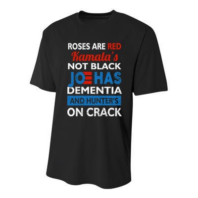 Biden Roses Are Red Kamalas Not Black Joe Youth Performance Sprint T-Shirt