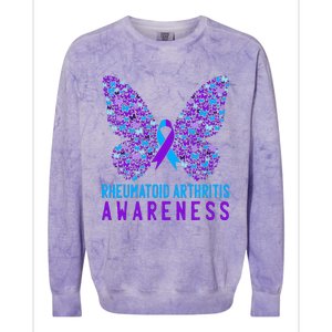 Butterfly Rheumatoid Arthritis Awareness Ra Ribbon Support Colorblast Crewneck Sweatshirt