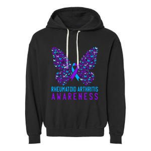 Butterfly Rheumatoid Arthritis Awareness Ra Ribbon Support Garment-Dyed Fleece Hoodie