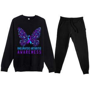 Butterfly Rheumatoid Arthritis Awareness Ra Ribbon Support Premium Crewneck Sweatsuit Set