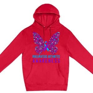 Butterfly Rheumatoid Arthritis Awareness Ra Ribbon Support Premium Pullover Hoodie