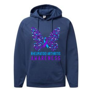 Butterfly Rheumatoid Arthritis Awareness Ra Ribbon Support Performance Fleece Hoodie