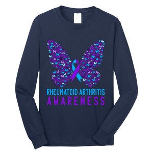 Butterfly Rheumatoid Arthritis Awareness Ra Ribbon Support Long Sleeve Shirt