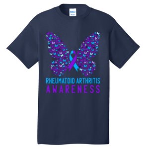 Butterfly Rheumatoid Arthritis Awareness Ra Ribbon Support Tall T-Shirt