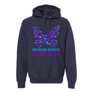 Butterfly Rheumatoid Arthritis Awareness Ra Ribbon Support Premium Hoodie