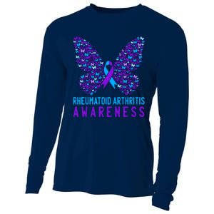 Butterfly Rheumatoid Arthritis Awareness Ra Ribbon Support Cooling Performance Long Sleeve Crew