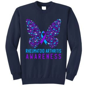 Butterfly Rheumatoid Arthritis Awareness Ra Ribbon Support Tall Sweatshirt