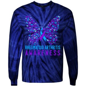 Butterfly Rheumatoid Arthritis Awareness Ra Ribbon Support Tie-Dye Long Sleeve Shirt