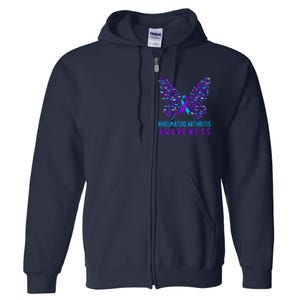 Butterfly Rheumatoid Arthritis Awareness Ra Ribbon Support Full Zip Hoodie