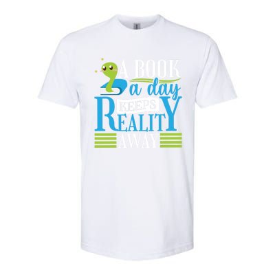 Book Reading A Book A Day Keeps Reality Away Funny Gift Softstyle® CVC T-Shirt