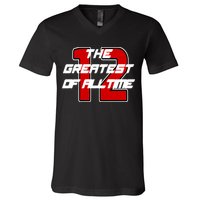 Brady 12 GOAT The Greatest Of All Time V-Neck T-Shirt