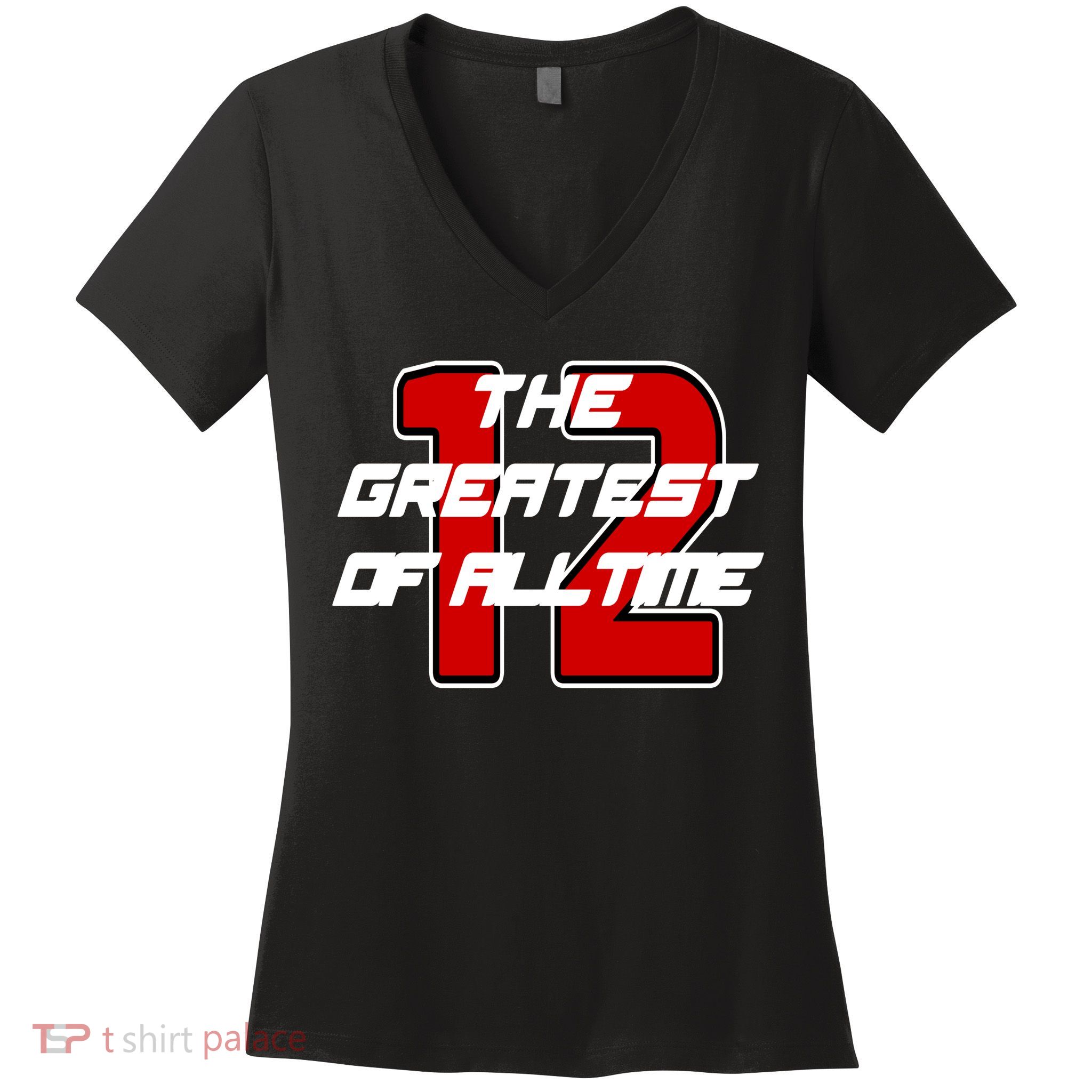 Brady 12 GOAT The Greatest Of All Time Women's V-Neck T-Shirt