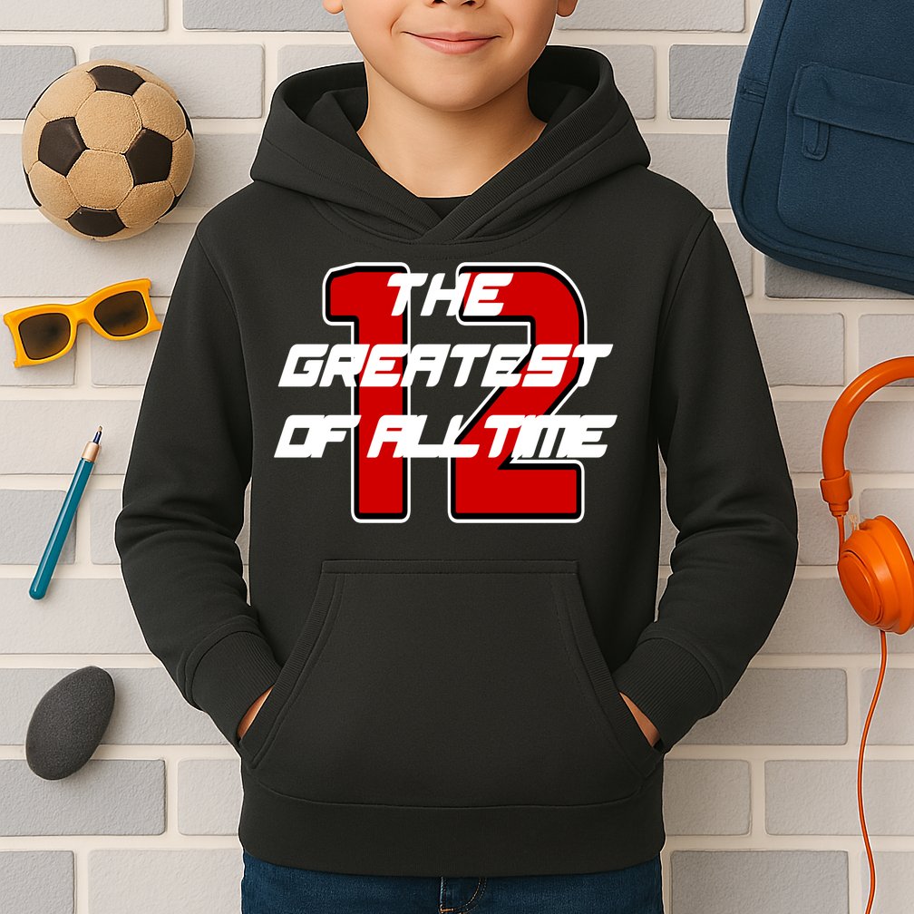 Brady 12 GOAT The Greatest Of All Time Kids Hoodie