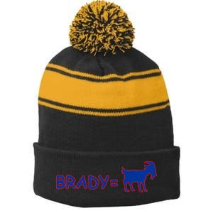 Brady Equals The Goat New England Stripe Pom Pom Beanie