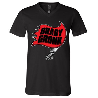 Brady Gronk Tampa Bay Flag V-Neck T-Shirt