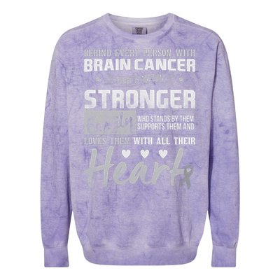 Brain Cancer Awareness Strong Family Colorblast Crewneck Sweatshirt