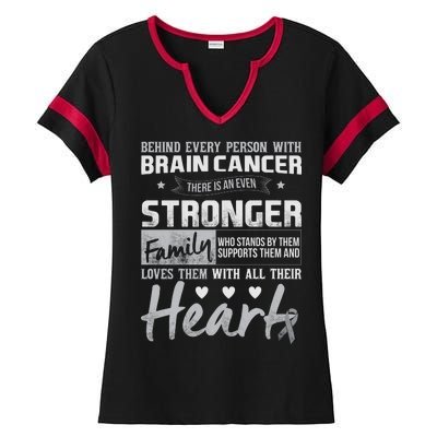 Brain Cancer Awareness Strong Family Ladies Halftime Notch Neck Tee