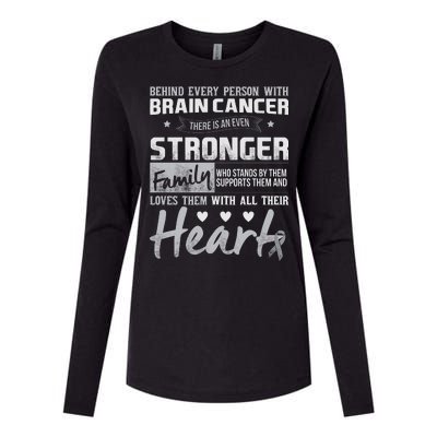 Brain Cancer Awareness Strong Family Womens Cotton Relaxed Long Sleeve T-Shirt