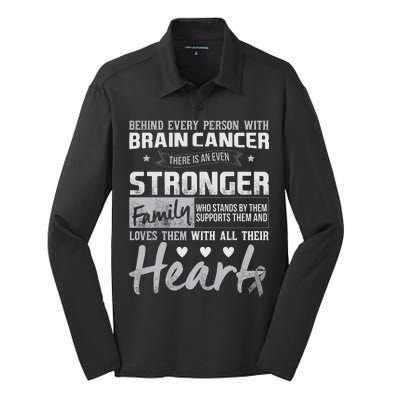 Brain Cancer Awareness Strong Family Silk Touch Performance Long Sleeve Polo