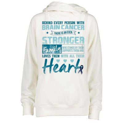 Brain Cancer Awareness Strong Family Womens Funnel Neck Pullover Hood